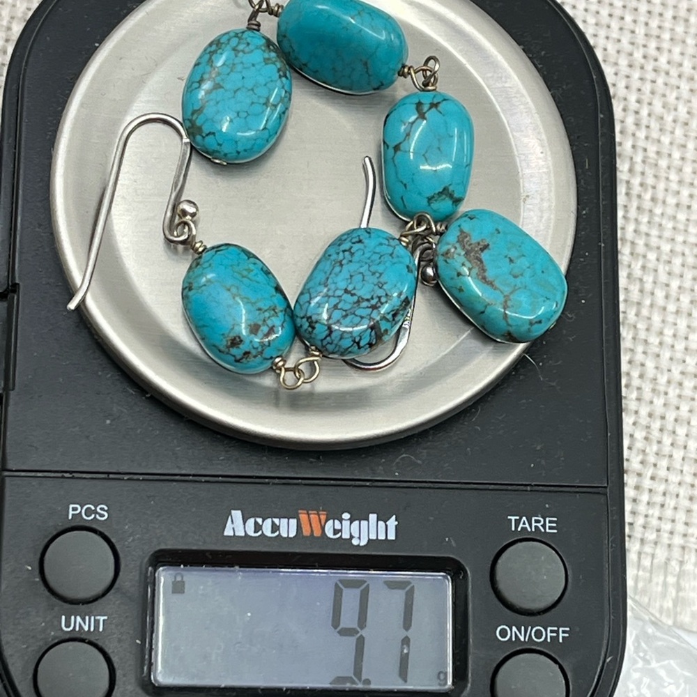 Southwest Artisan Sterling Silver Turquoise Dangle Earrings – SX 925 - Picture 15 of 17